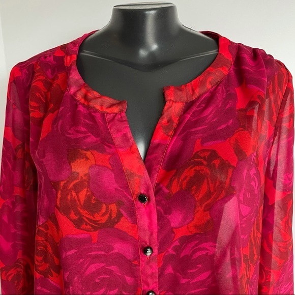 JESSICA red long sleeve blouse, size petite 14P - Picture 3 of 7